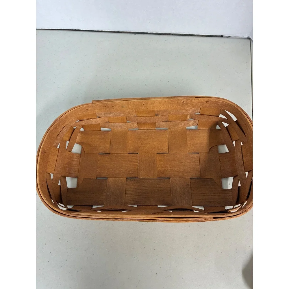 Peterboro Basket Co Handwoven Ash Wood Rectangular Storage Made in USA Brass